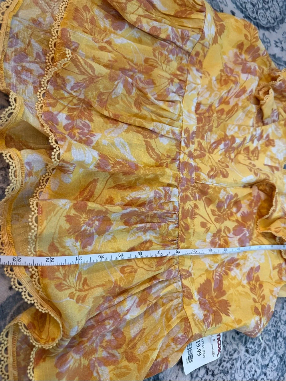 Nanette Lepore Yellow Floral Ruffle V-Neck Peplum Top - Picture 7 of 7